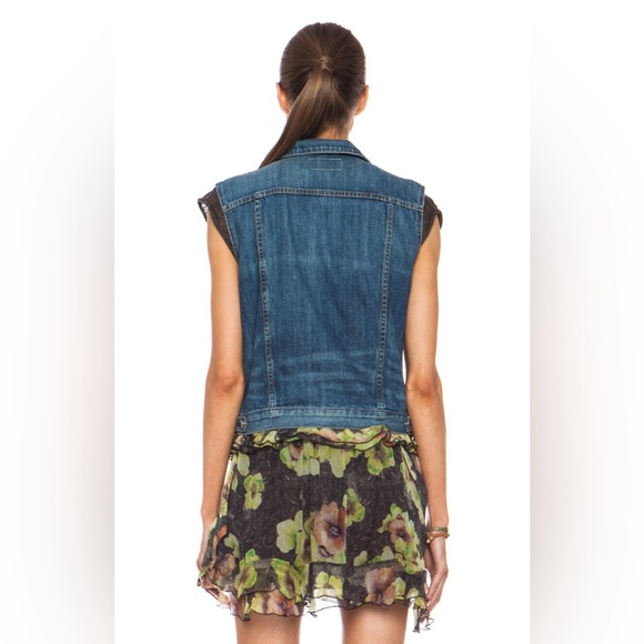 NWOT Rag & Bone Burney Distressed Denim Vest Main Street Blue Jean, Size XS - Picture 6 of 16